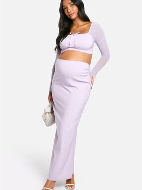Maternity Bengaline Tie Front Blouse And Maxi Skirt Co-ord - NWT